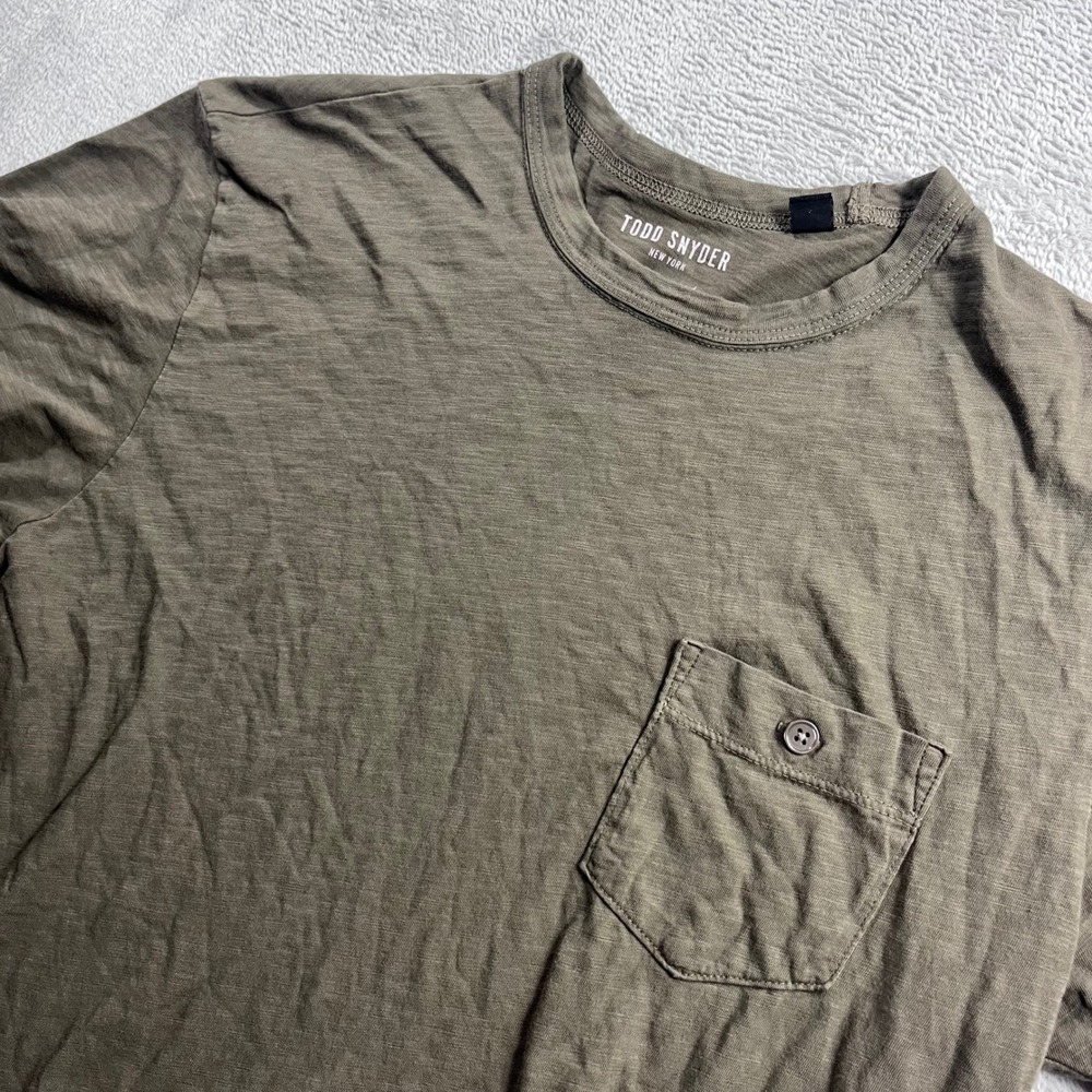 Todd Snyder Homespun Slub Pocket T-Shirt Olive Green Mens Medium